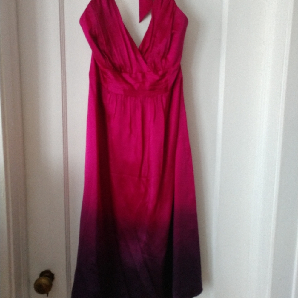 Ombre purple and magenta silk halter dress size 8